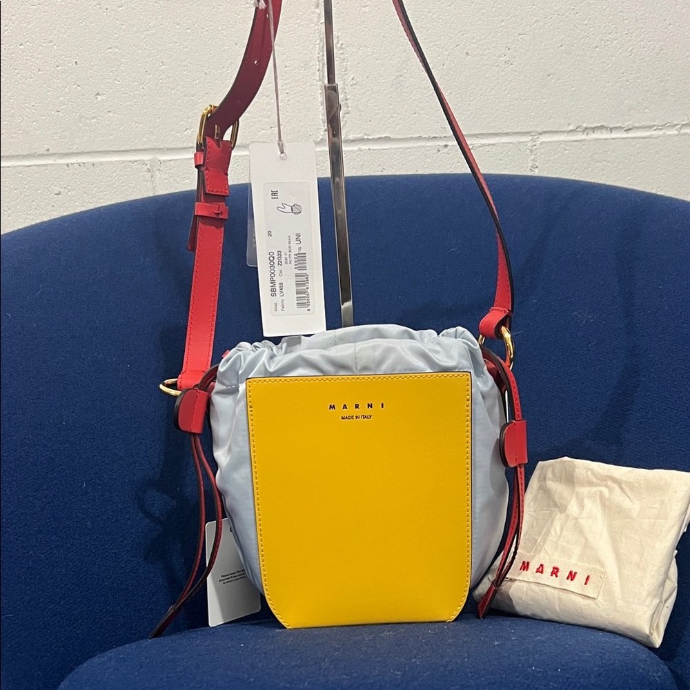 Marni Colorblock Drawstring Crossbody - Yellow, Light Blue & Red